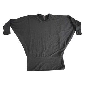 GO Couture Dark Gray Dolman Sleeve V Neck Tunic Top Women's M Made in USA